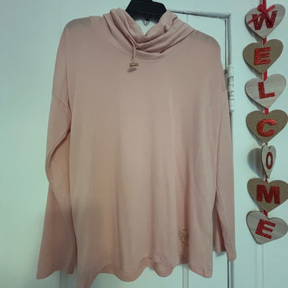 Pink Cowl Neck Long Sleeve Top